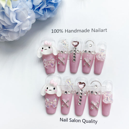 Handmade Nails Press on Nails DIY Nail Art for Woman Girl Nail Design Long Coffin 2023