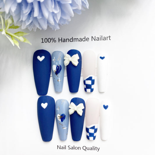 Handmade Nails Press on Nails DIY Nail Art for Woman Girl Nail Design Long Coffin 2023