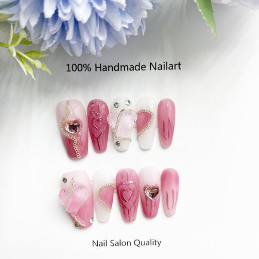 Handmade Nails Press on Nails DIY Nail Art for Woman Girl Nail Design Long Coffin 2023