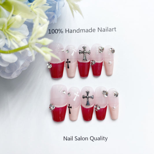 Handmade Nails Press on Nails DIY Nail Art for Woman Girl Nail Design Long Coffin 2023