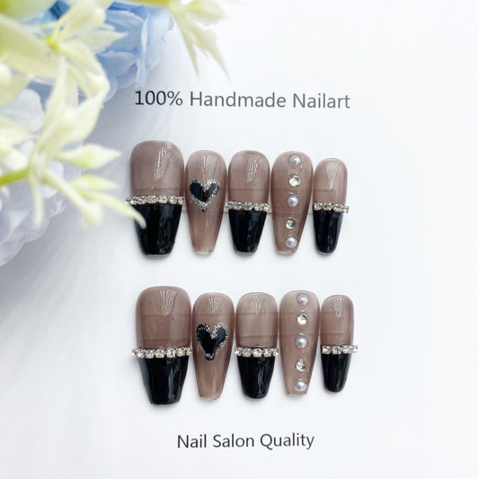 Handmade Nails Press on Nails DIY Nail Art for Woman Girl Nail Design Long Coffin 2023