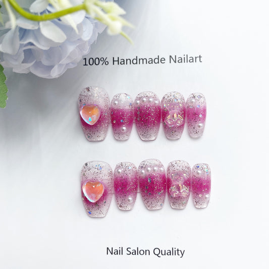 Handmade Nails Press on Nails DIY Nail Art for Woman Girl Nail Design Long Coffin 2023