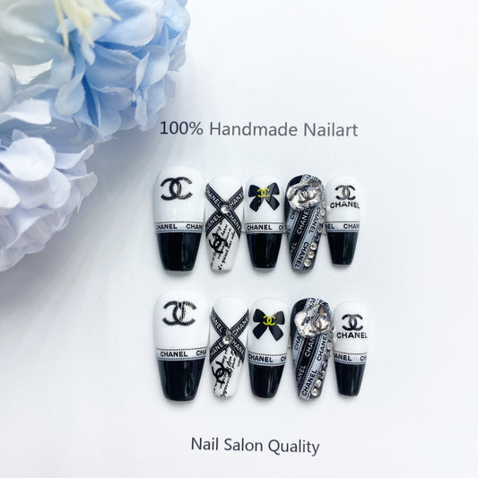 Handmade Nails Press on Nails DIY Nail Art for Woman Girl Nail Design Long Coffin 2023