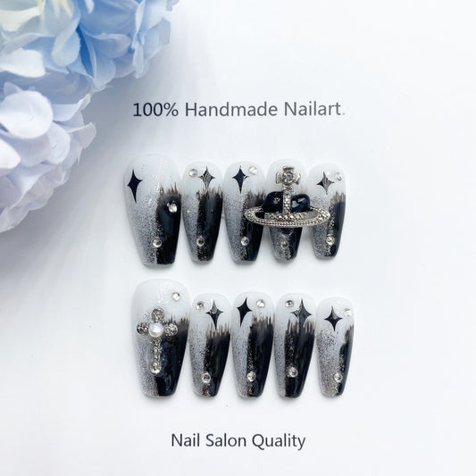 Handmade Nails Press on Nails DIY Nail Art for Woman Girl Nail Design Long Coffin 2023