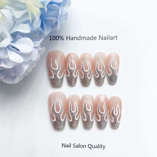 Handmade Nails Press on Nails DIY Nail Art for Woman Girl Nail Design Long Coffin 2023