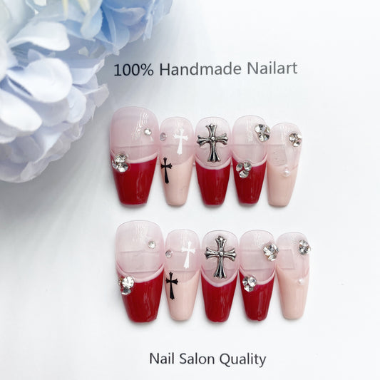 Handmade Nails Press on Nails DIY Nail Art for Woman Girl Nail Design Long Coffin 2023