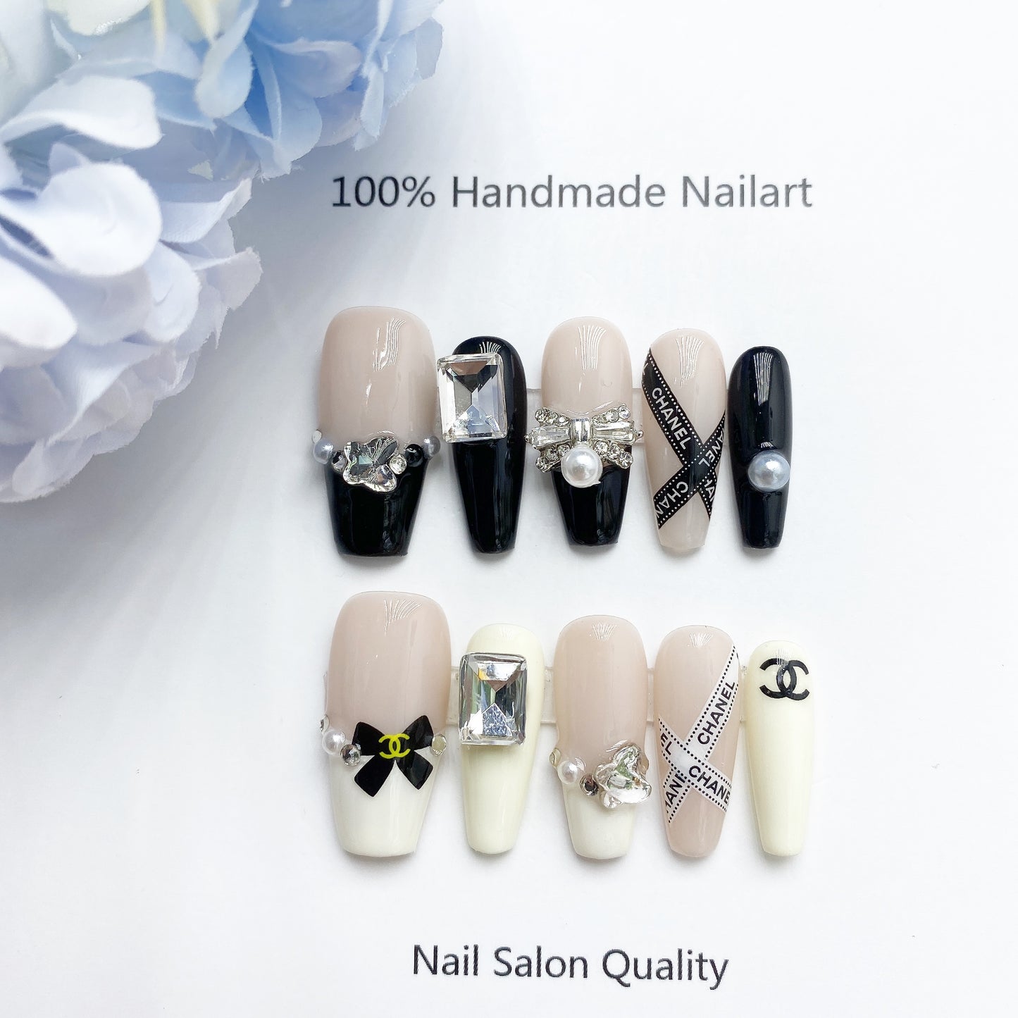 Handmade Nails Press on Nails DIY Nail Art for Woman Girl Nail Design Long Coffin 2023