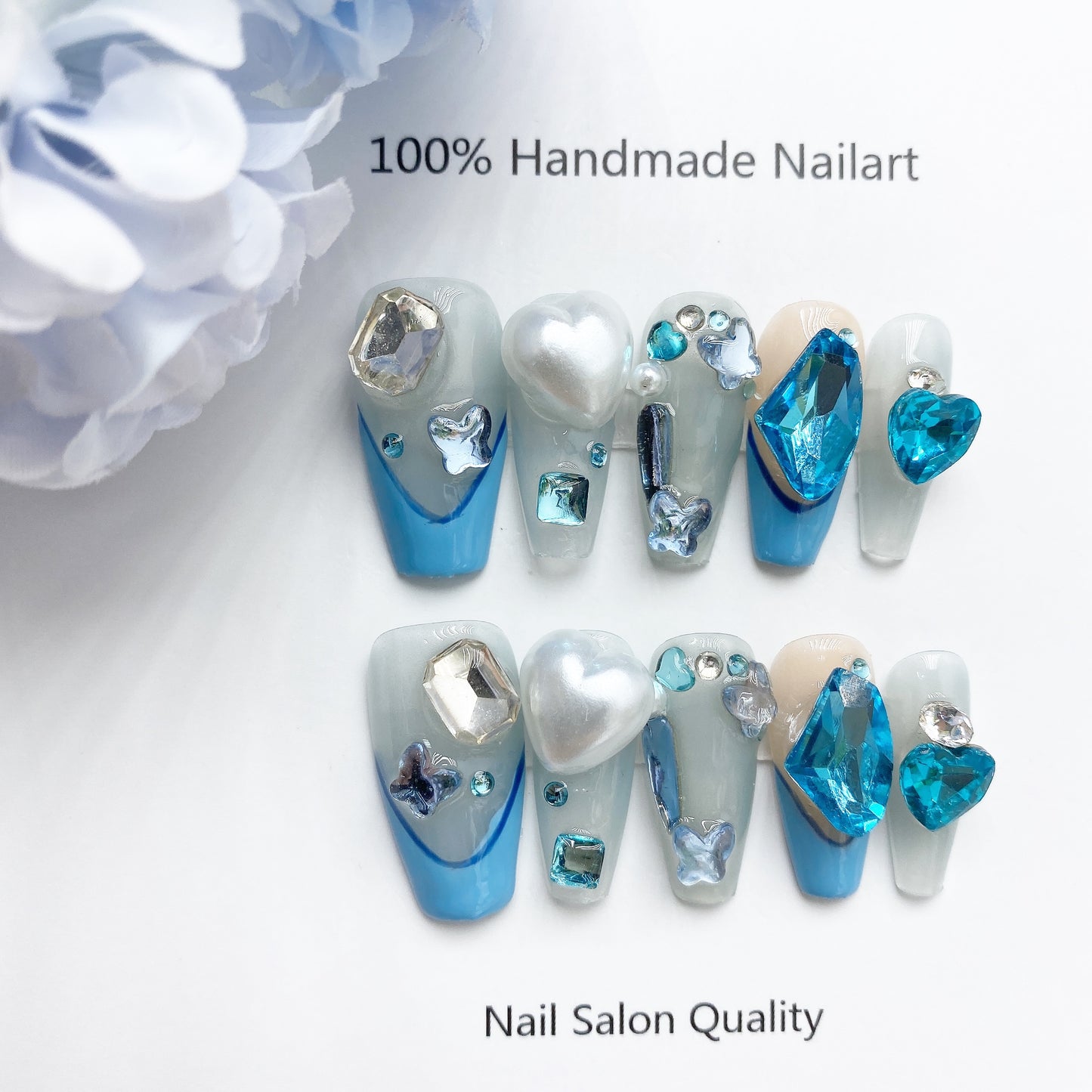 Handmade Nails Press on Nails DIY Nail Art for Woman Girl Nail Design Long Coffin 2023