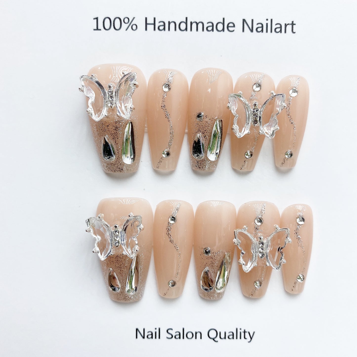 Handmade Nails Press on Nails DIY Nail Art for Woman Girl Nail Design Long Coffin 2023