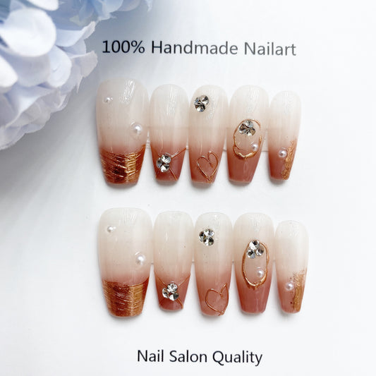 Handmade Nails Press on Nails DIY Nail Art for Woman Girl Nail Design Long Coffin 2023