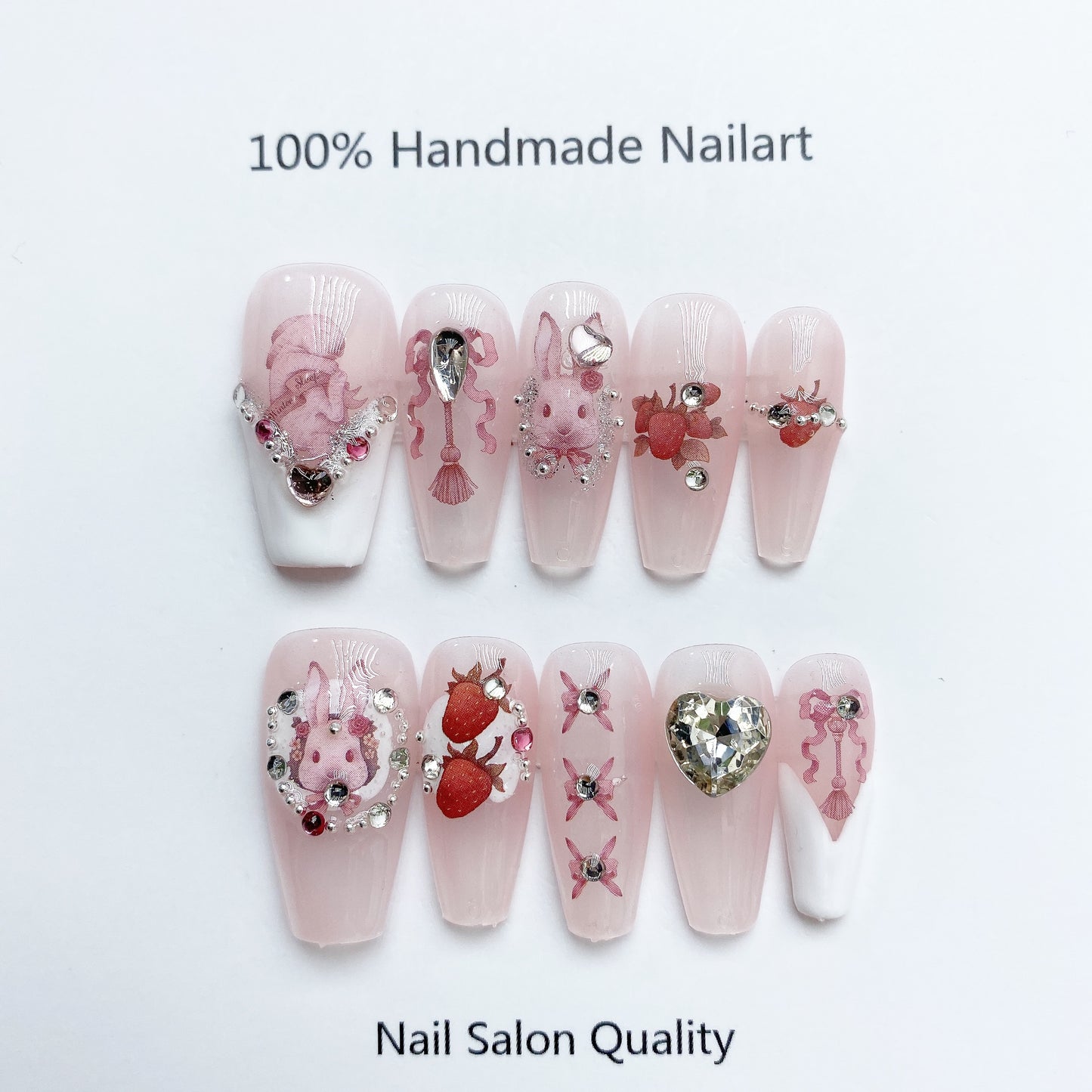 Handmade Nails Press on Nails DIY Nail Art for Woman Girl Nail Design Long Coffin 2023