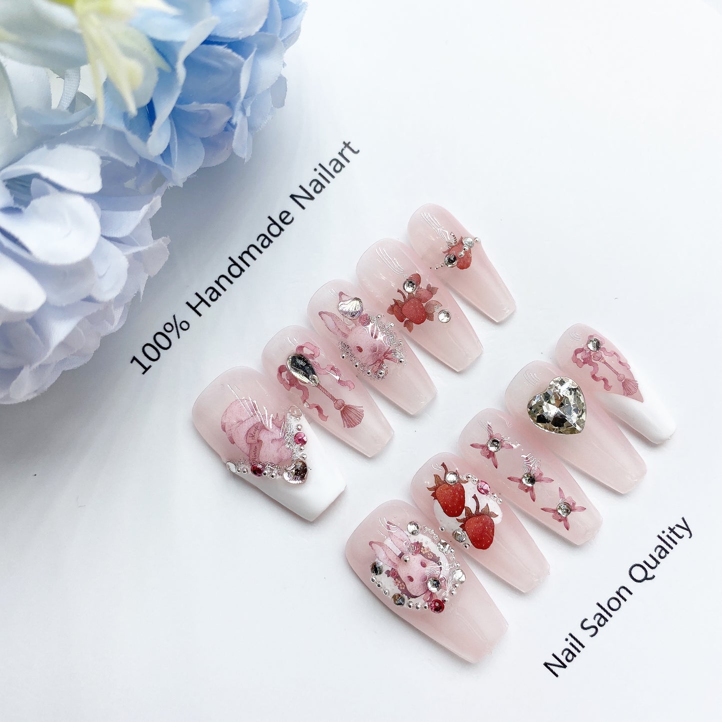 Handmade Nails Press on Nails DIY Nail Art for Woman Girl Nail Design Long Coffin 2023