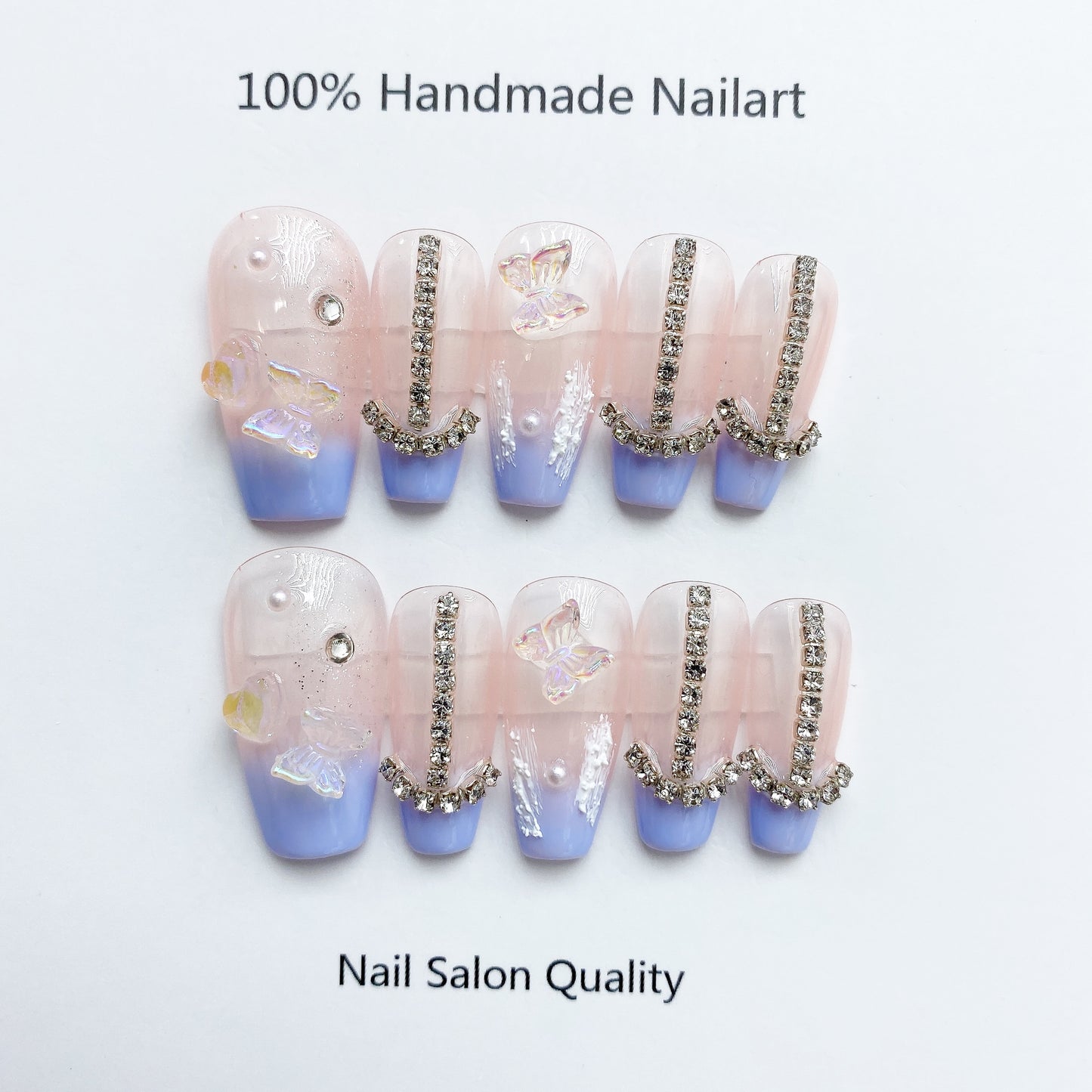 Handmade Nails Press on Nails DIY Nail Art for Woman Girl Nail Design Long Coffin 2023