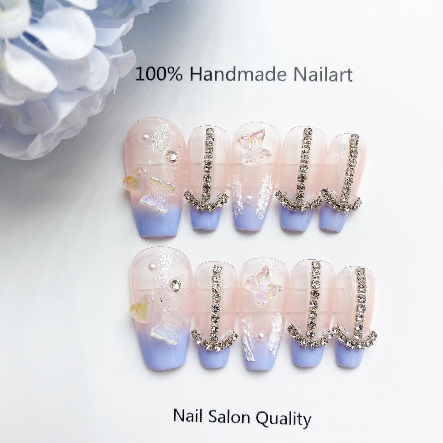 Handmade Nails Press on Nails DIY Nail Art for Woman Girl Nail Design Long Coffin 2023