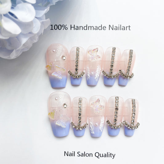 Handmade Nails Press on Nails DIY Nail Art for Woman Girl Nail Design Long Coffin 2023