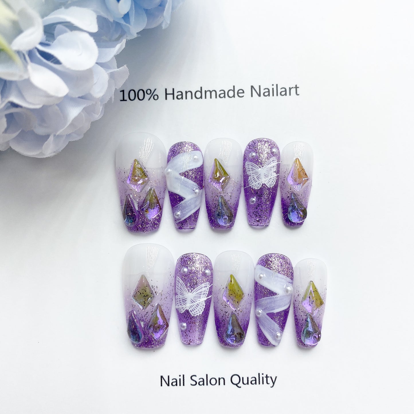 Handmade Nails Press on Nails DIY Nail Art for Woman Girl Nail Design Long Coffin 2023