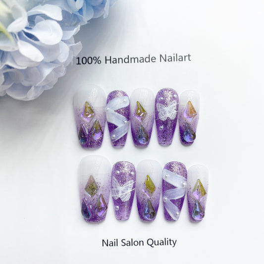 Handmade Nails Press on Nails DIY Nail Art for Woman Girl Nail Design Long Coffin 2023