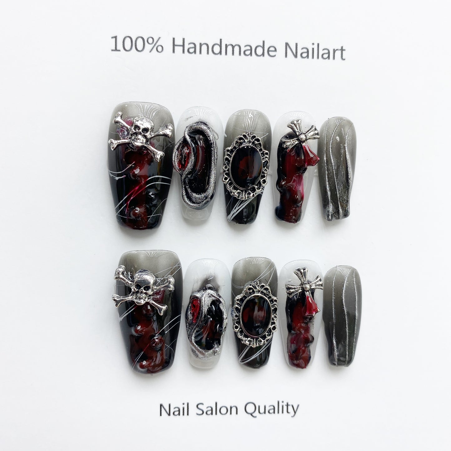 Handmade Nails Press on Nails DIY Nail Art for Woman Girl Nail Design Long Coffin 2023