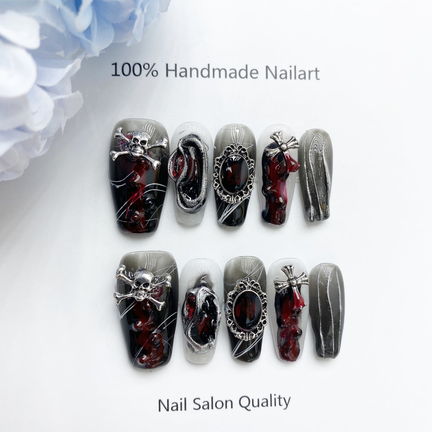 Handmade Nails Press on Nails DIY Nail Art for Woman Girl Nail Design Long Coffin 2023