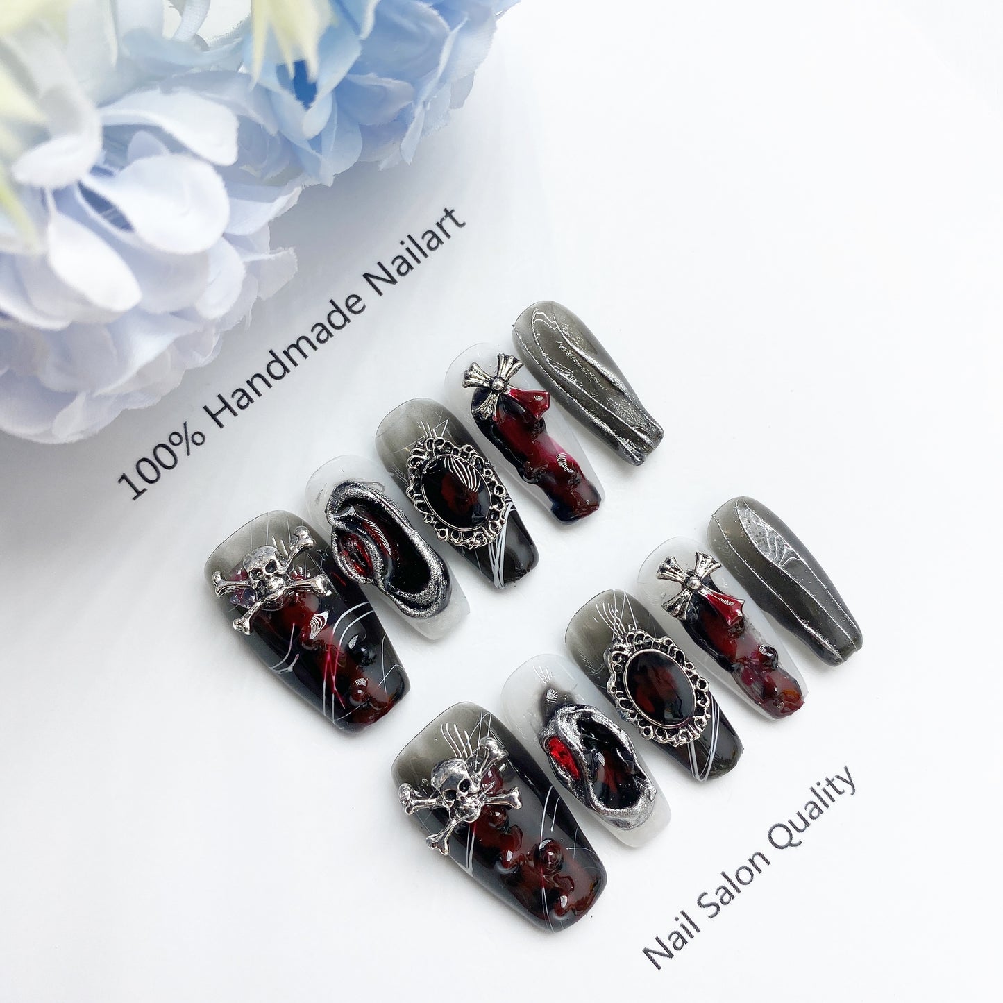 Handmade Nails Press on Nails DIY Nail Art for Woman Girl Nail Design Long Coffin 2023