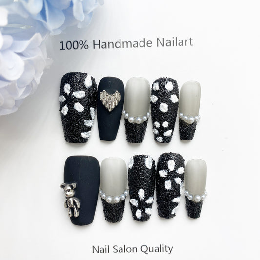 Handmade Nails Press on Nails DIY Nail Art for Woman Girl Nail Design Long Coffin 2023