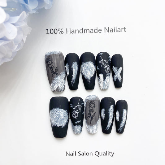 Handmade Nails Press on Nails DIY Nail Art for Woman Girl Nail Design Long Coffin 2023