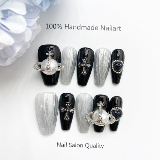 Handmade Nails Press on Nails DIY Nail Art for Woman Girl Nail Design Long Coffin 2023