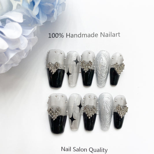 Handmade Nails Press on Nails DIY Nail Art for Woman Girl Nail Design Long Coffin 2023