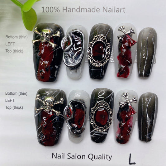 Handmade Nails Press on Nails DIY Nail Art for Woman Girl Nail Design Long Coffin 2023 TN-8008