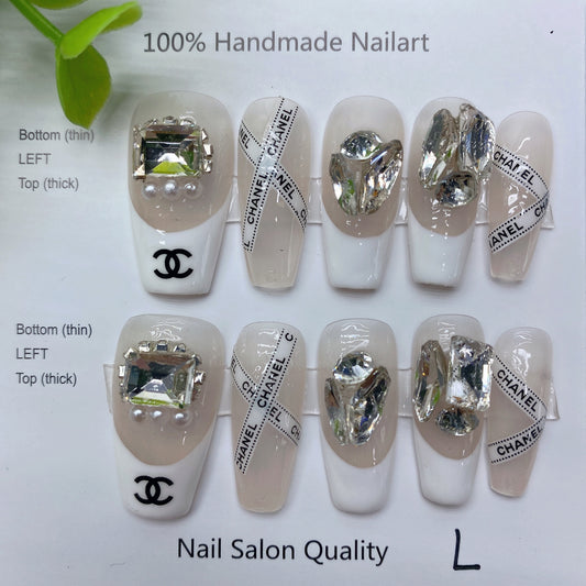 Handmade Nails Press on Nails DIY Nail Art for Woman Girl Nail Design Long Coffin 2023 TN-8053