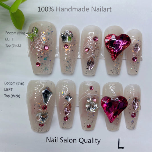 Handmade Nails Press on Nails DIY Nail Art for Woman Girl Nail Design Long Coffin 2023 TN-8030