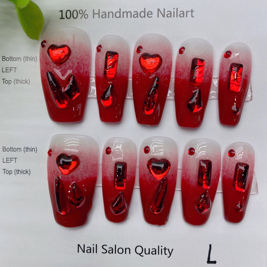 Handmade Nails Press on Nails DIY Nail Art for Woman Girl Nail Design Long Coffin 2023 TN-8013