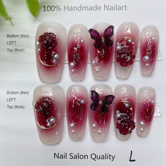 Handmade Nails Press on Nails DIY Nail Art for Woman Girl Nail Design Long Coffin 2023 TN-8049