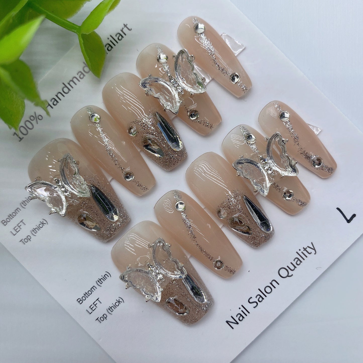 Handmade Nails Press on Nails DIY Nail Art for Woman Girl Nail Design Long Coffin 2023 TN-8052