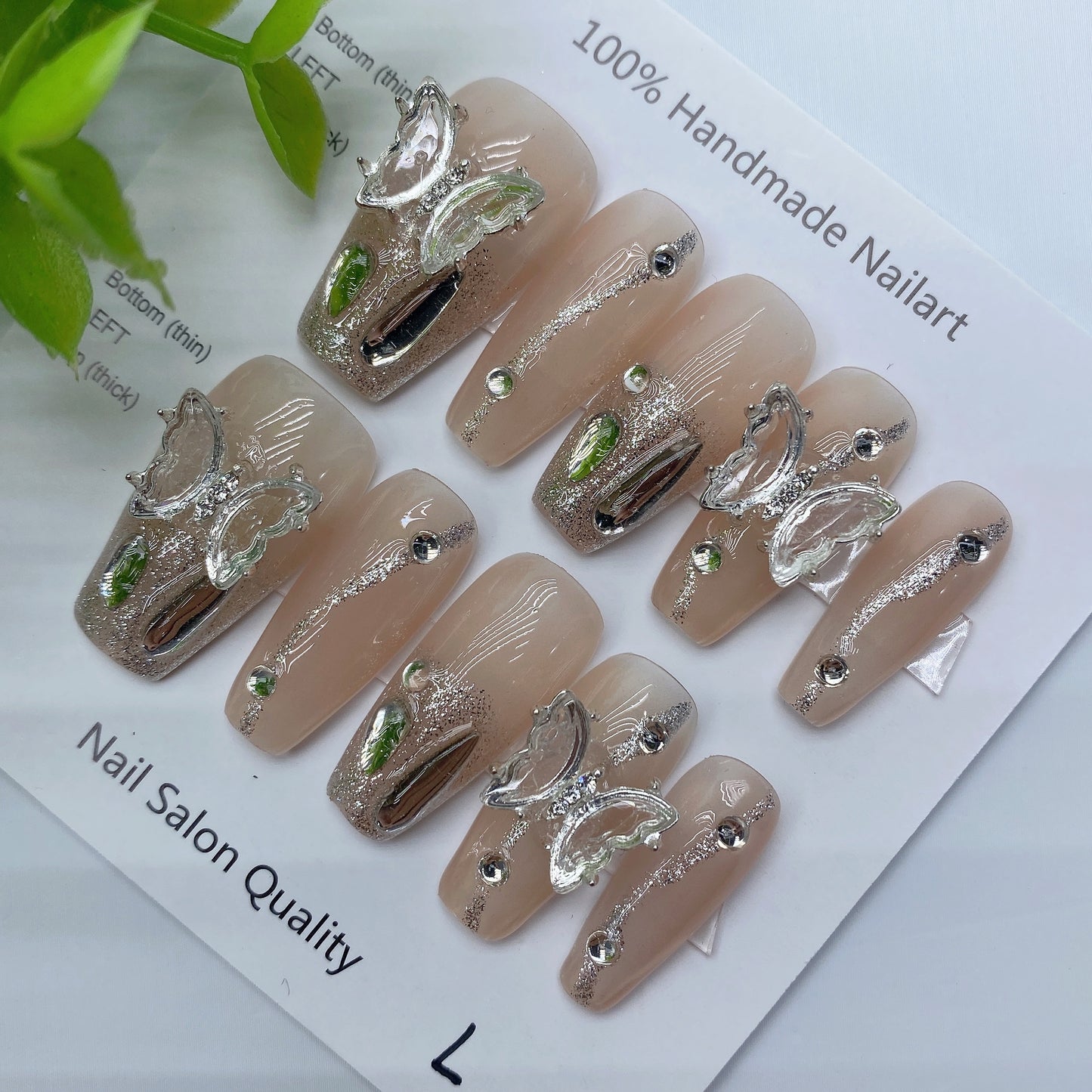 Handmade Nails Press on Nails DIY Nail Art for Woman Girl Nail Design Long Coffin 2023 TN-8052