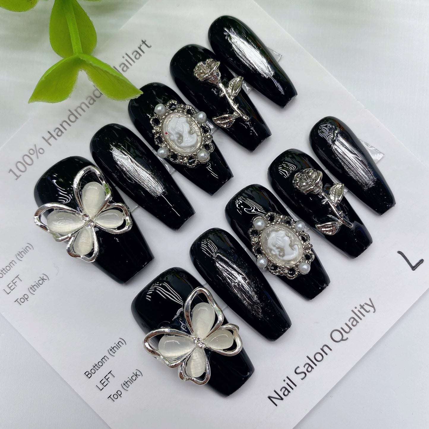 Handmade Nails Press on Nails DIY Nail Art for Woman Girl Nail Design Long Coffin 2023 TN-8045