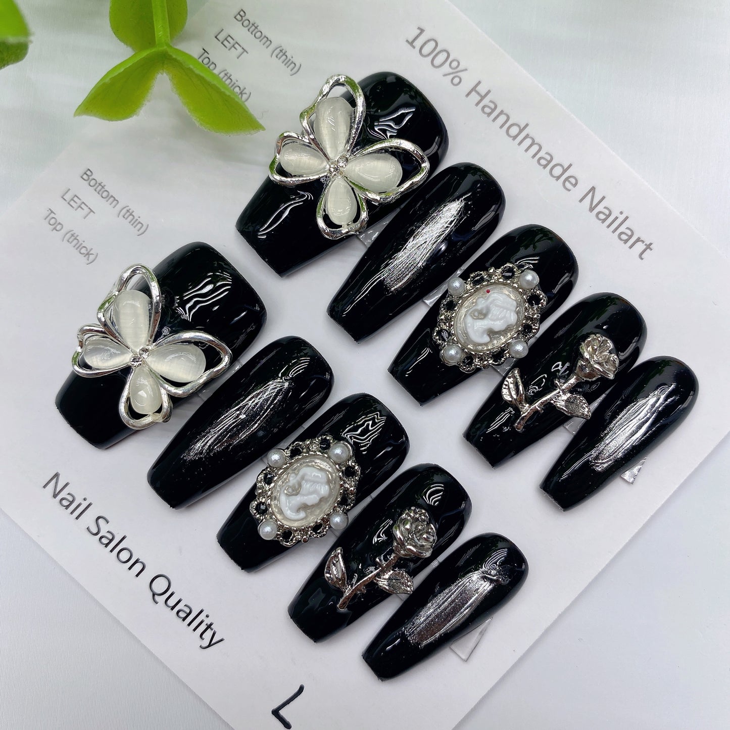 Handmade Nails Press on Nails DIY Nail Art for Woman Girl Nail Design Long Coffin 2023 TN-8045