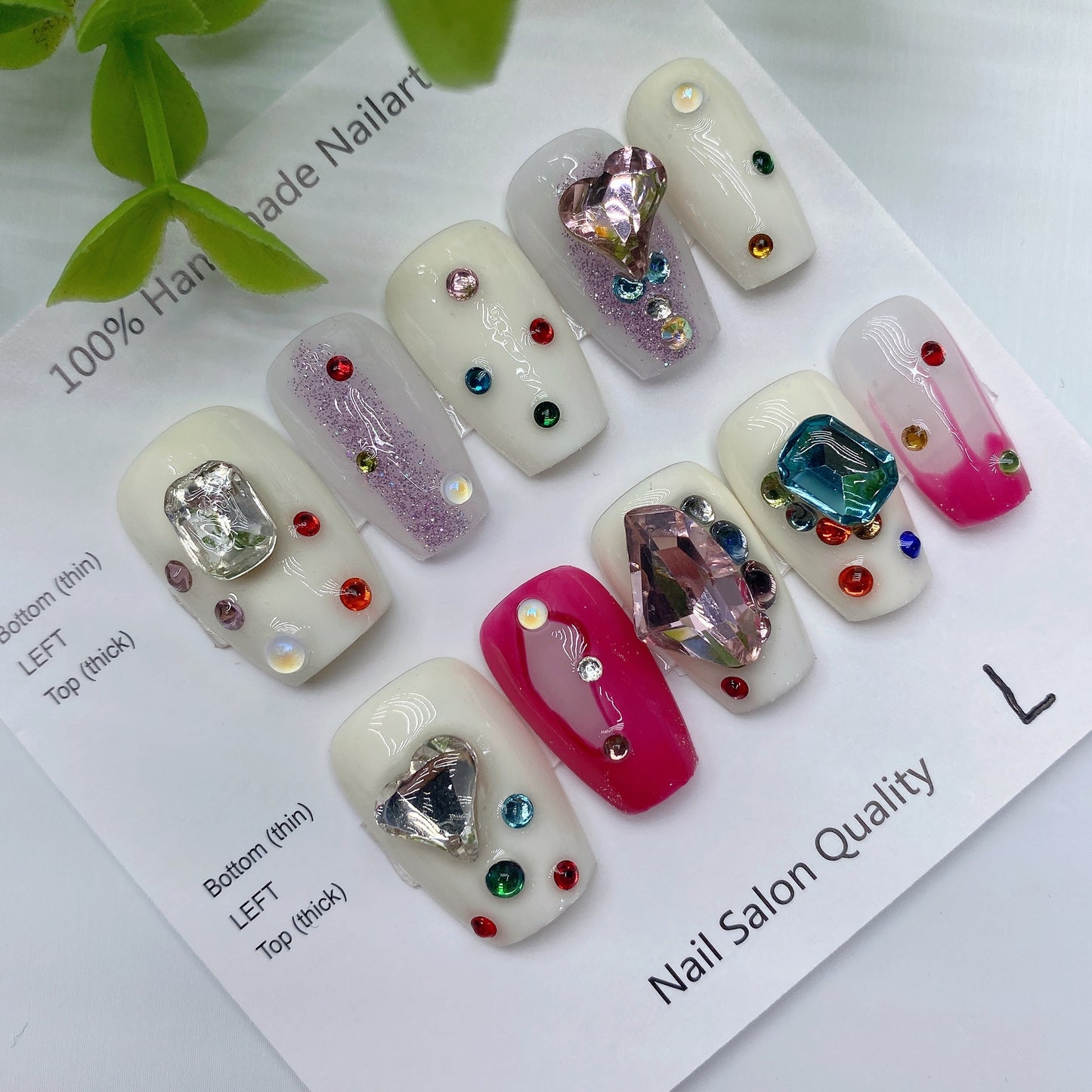 Handmade Nails Press on Nails DIY Nail Art for Woman Girl Nail Design Long Coffin 2023 TN-8033