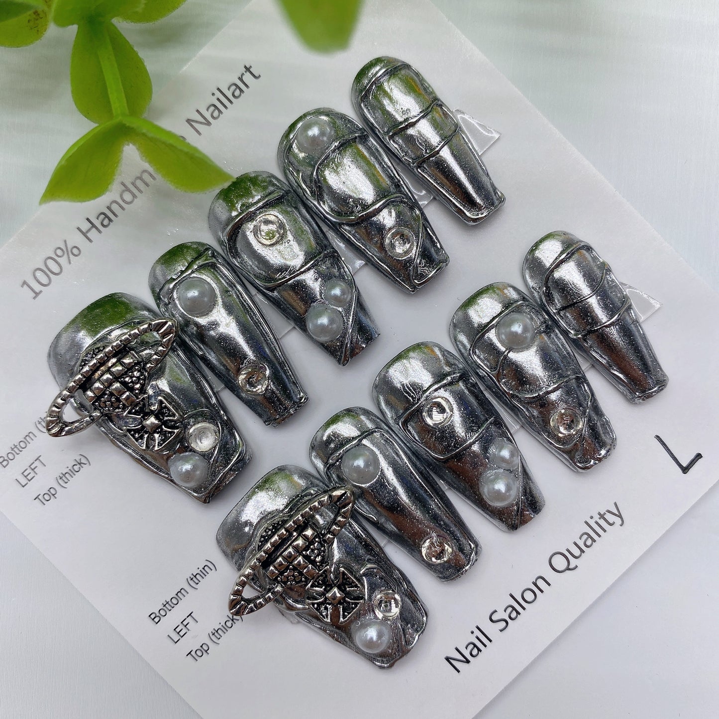 Handmade Nails Press on Nails DIY Nail Art for Woman Girl Nail Design Long Coffin 2023 TN-8046