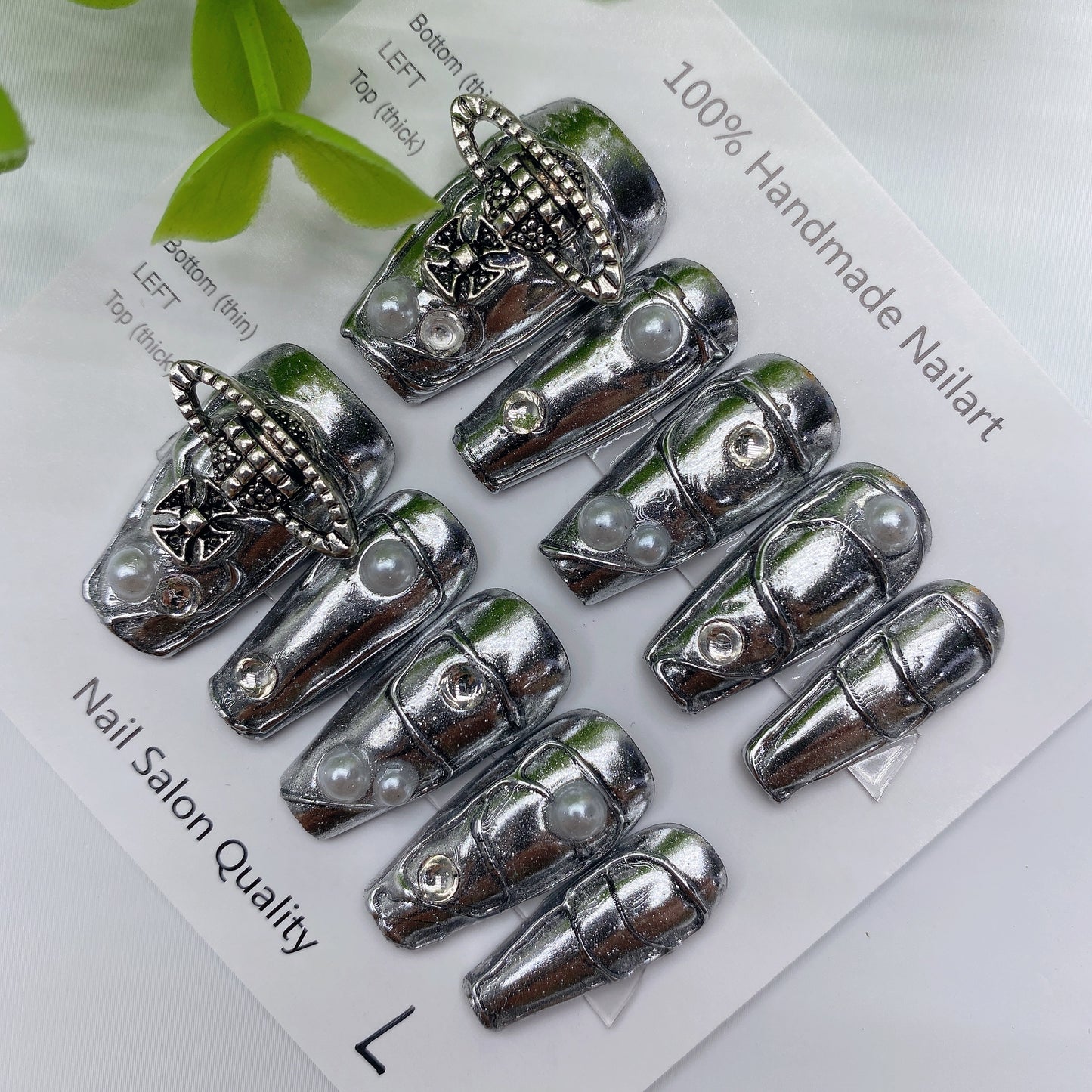 Handmade Nails Press on Nails DIY Nail Art for Woman Girl Nail Design Long Coffin 2023 TN-8046