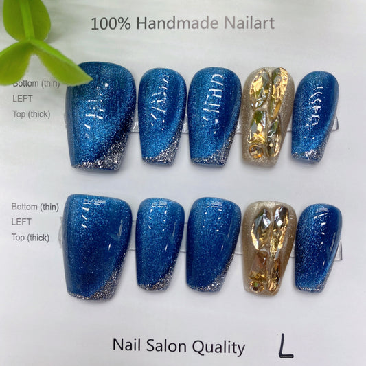 Handmade Nails Press on Nails DIY Nail Art for Woman Girl Nail Design Long Coffin 2023 TN-8051