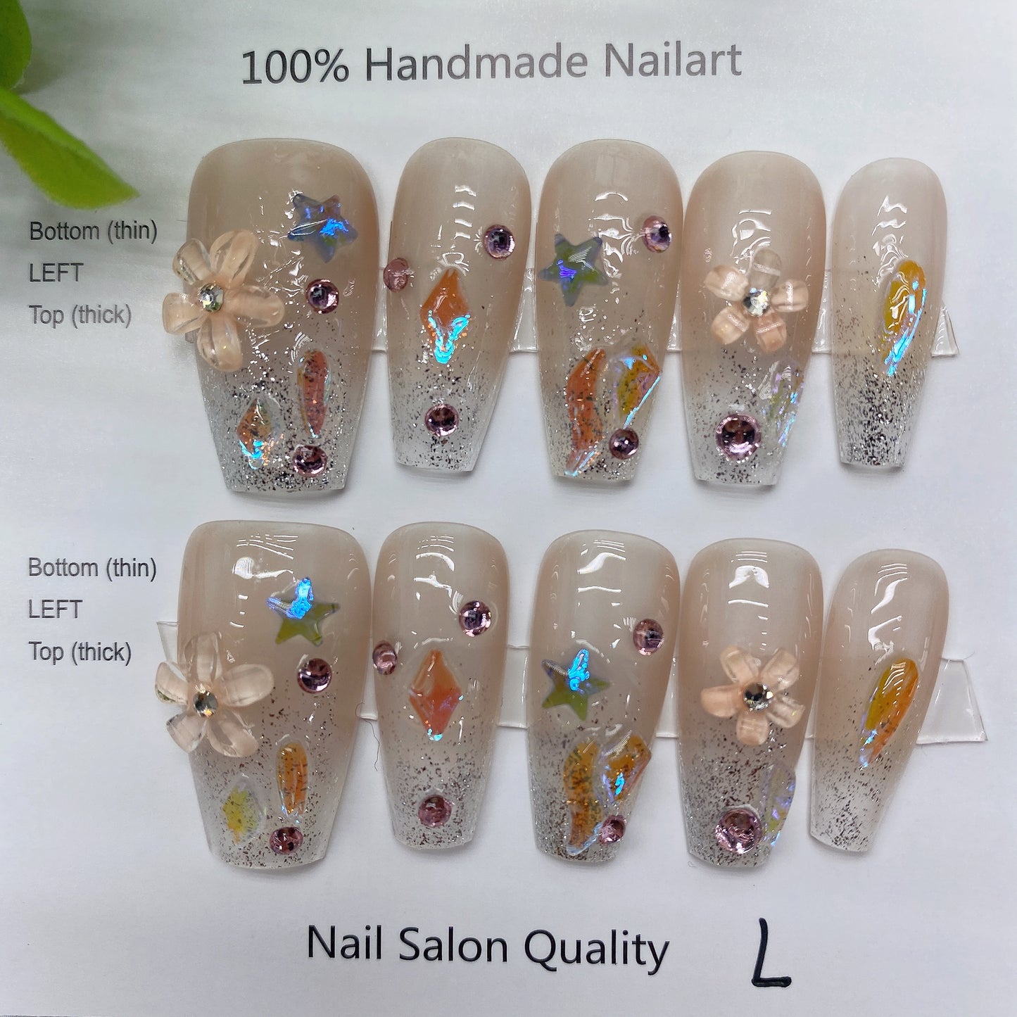 Handmade Nails Press on Nails DIY Nail Art for Woman Girl Nail Design Long Coffin 2023 TN-9002