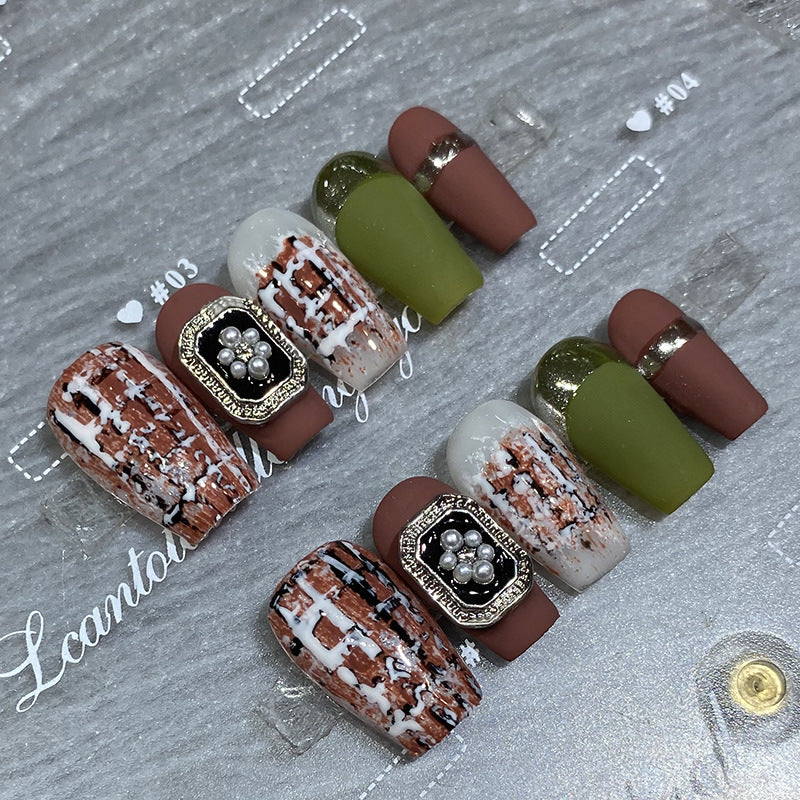 Designer: HuaHua.Handmade nails Press on Nails DIY Nail Art for woman girl Long Coffin colorful