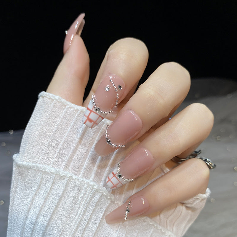 Designer: HuaHua.Handmade nails Press on Nails DIY Nail Art for woman girl Long Coffin pink