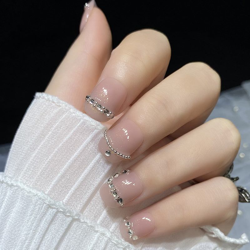 Designer: HuaHua.Handmade nails Press on Nails DIY Nail Art for woman girl Short Square pink