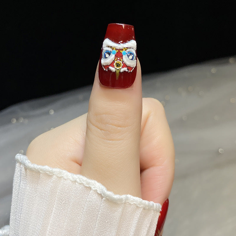 Designer: HuaHua.Handmade nails Press on Nails DIY Nail Art for woman girl Long Coffin red