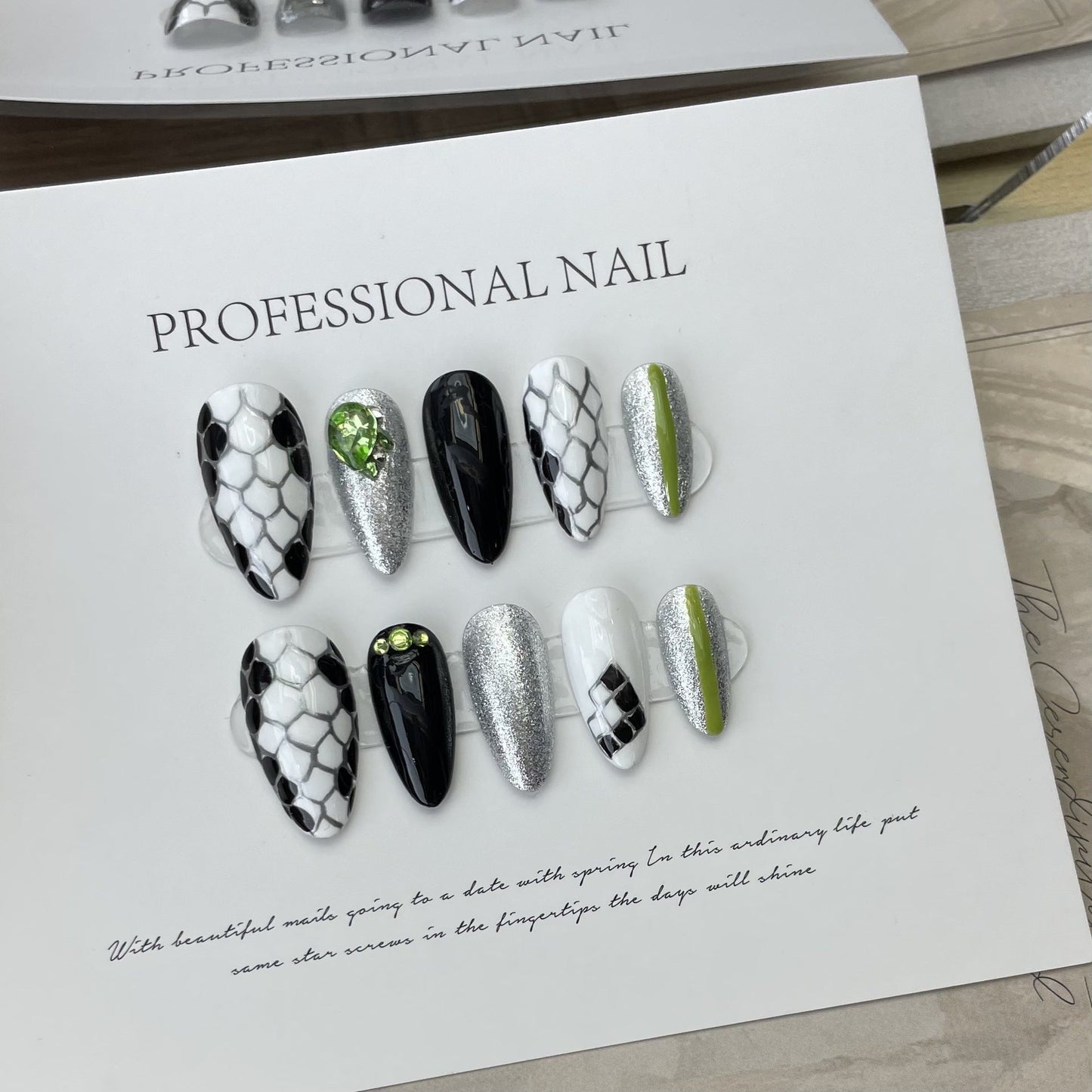 Designer: ManMan Handmade nails Press on Nails DIY Nail Art for woman girl Almond Long