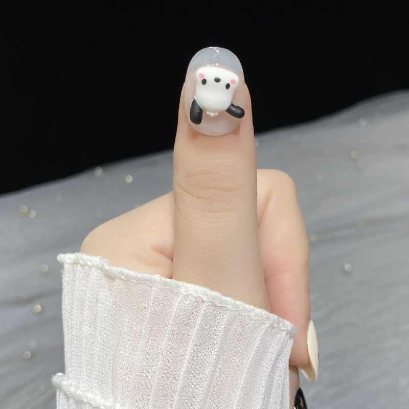 Designer: HuaHua.Handmade nails Press on Nails DIY Nail Art for woman girl Short Square Cartoon