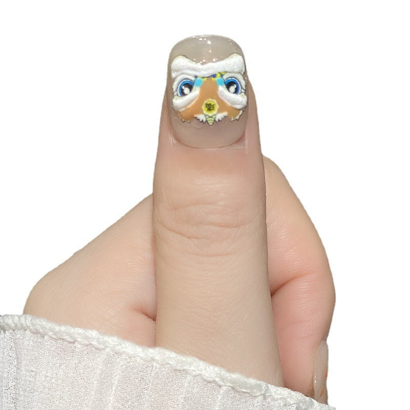 Designer: HuaHua.Handmade nails Press on Nails DIY Nail Art for woman girl Short Square