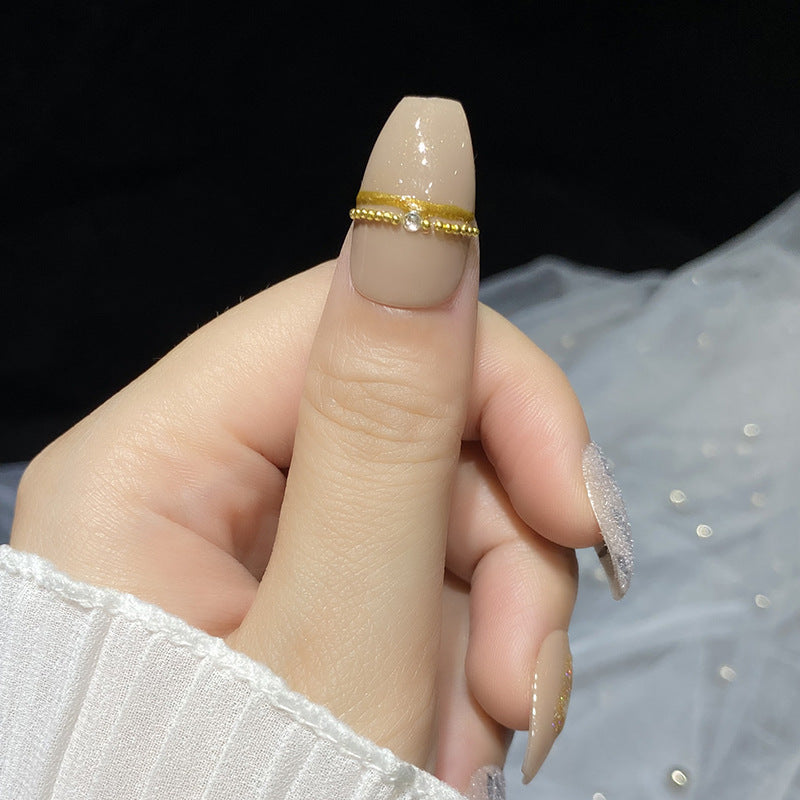 Designer: HuaHua.Handmade nails Press on Nails DIY Nail Art for woman girl Long Coffin brown